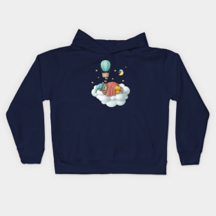 Dreaming bear on the cloud Kids Hoodie